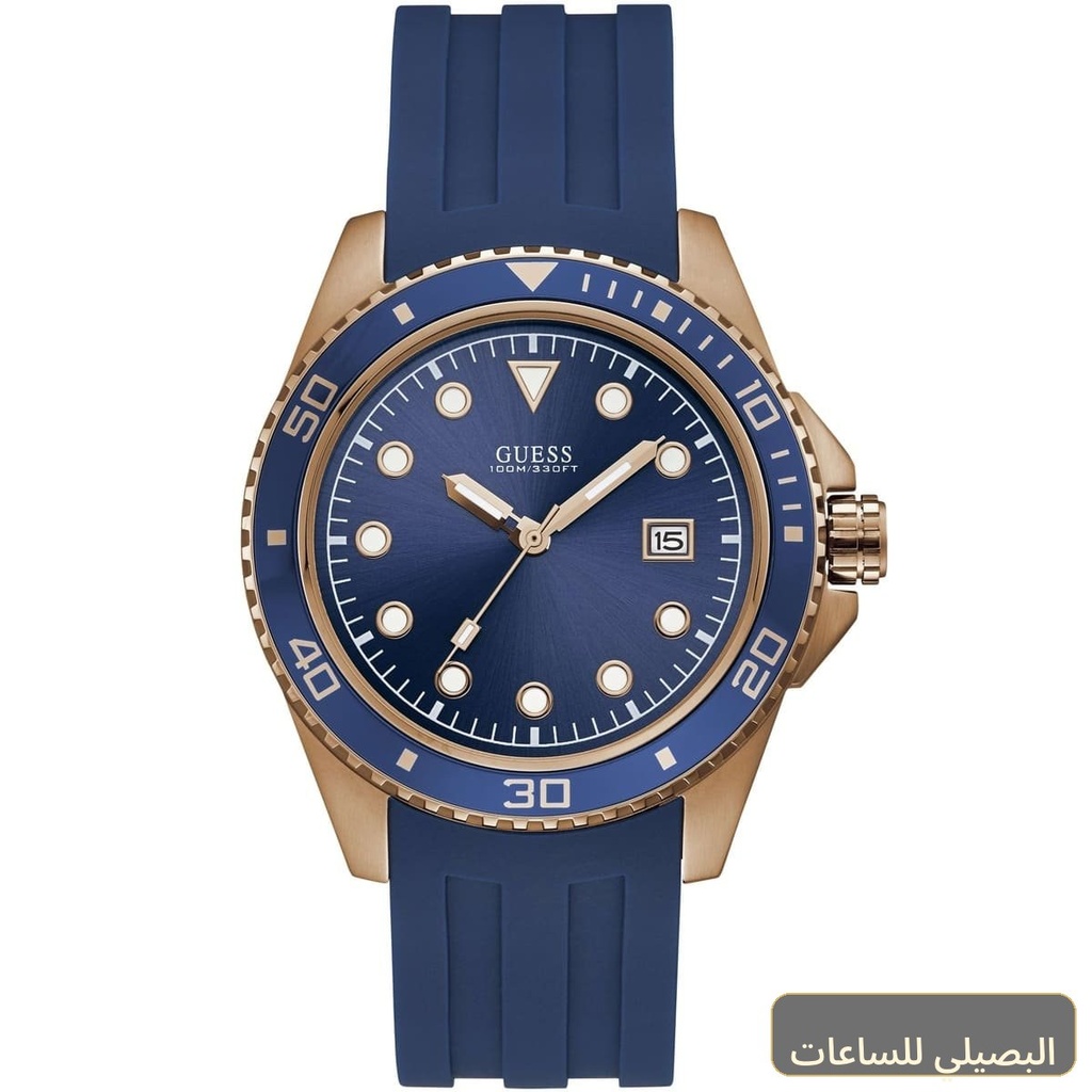 [W1109G3] ساعة جيس كرو للرجال W1109G3 بسير مطاطي ومينا باللون الأزرق