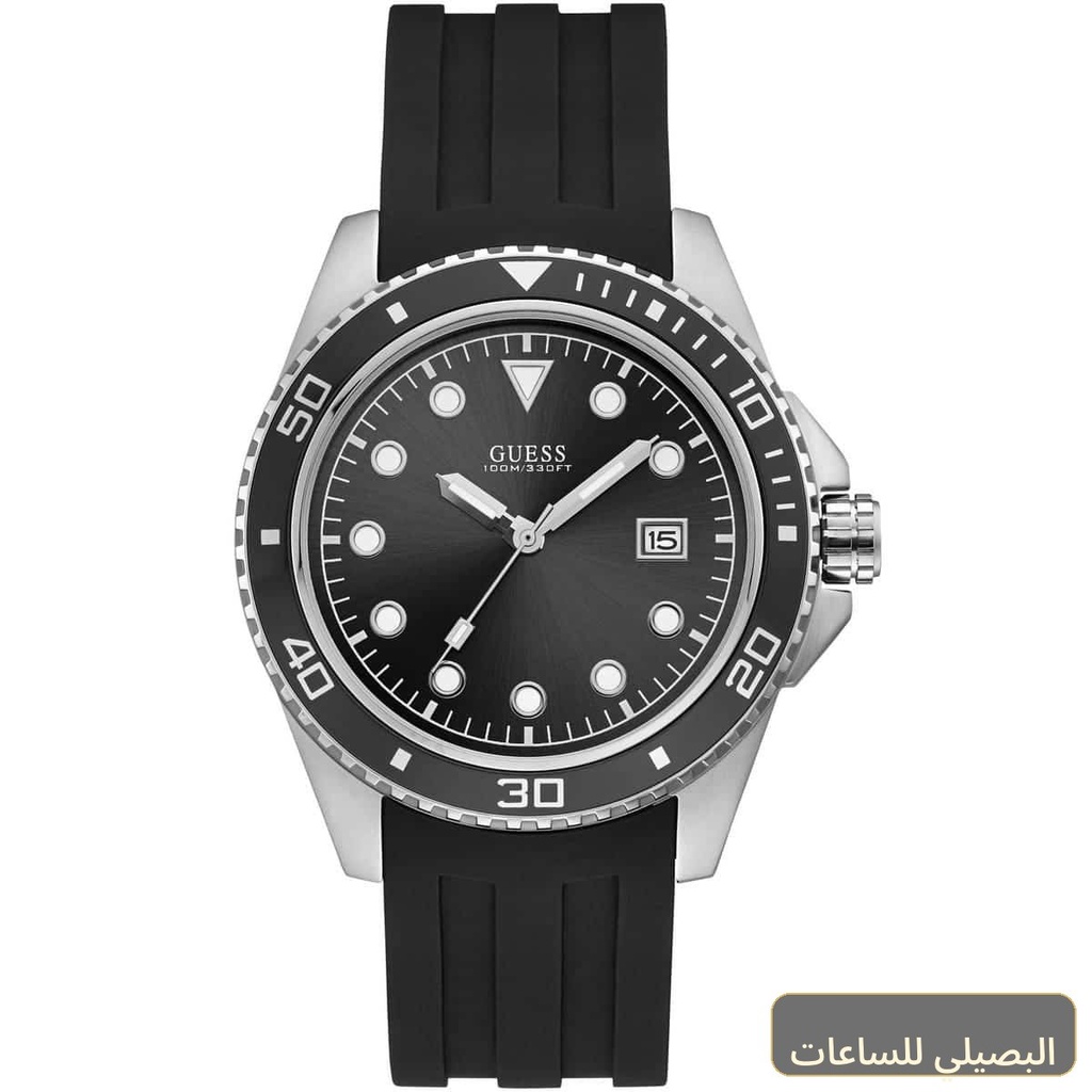 ساعة جيس كرو للرجال W1109G1 بسير مطاطي أسود ومينا أسود