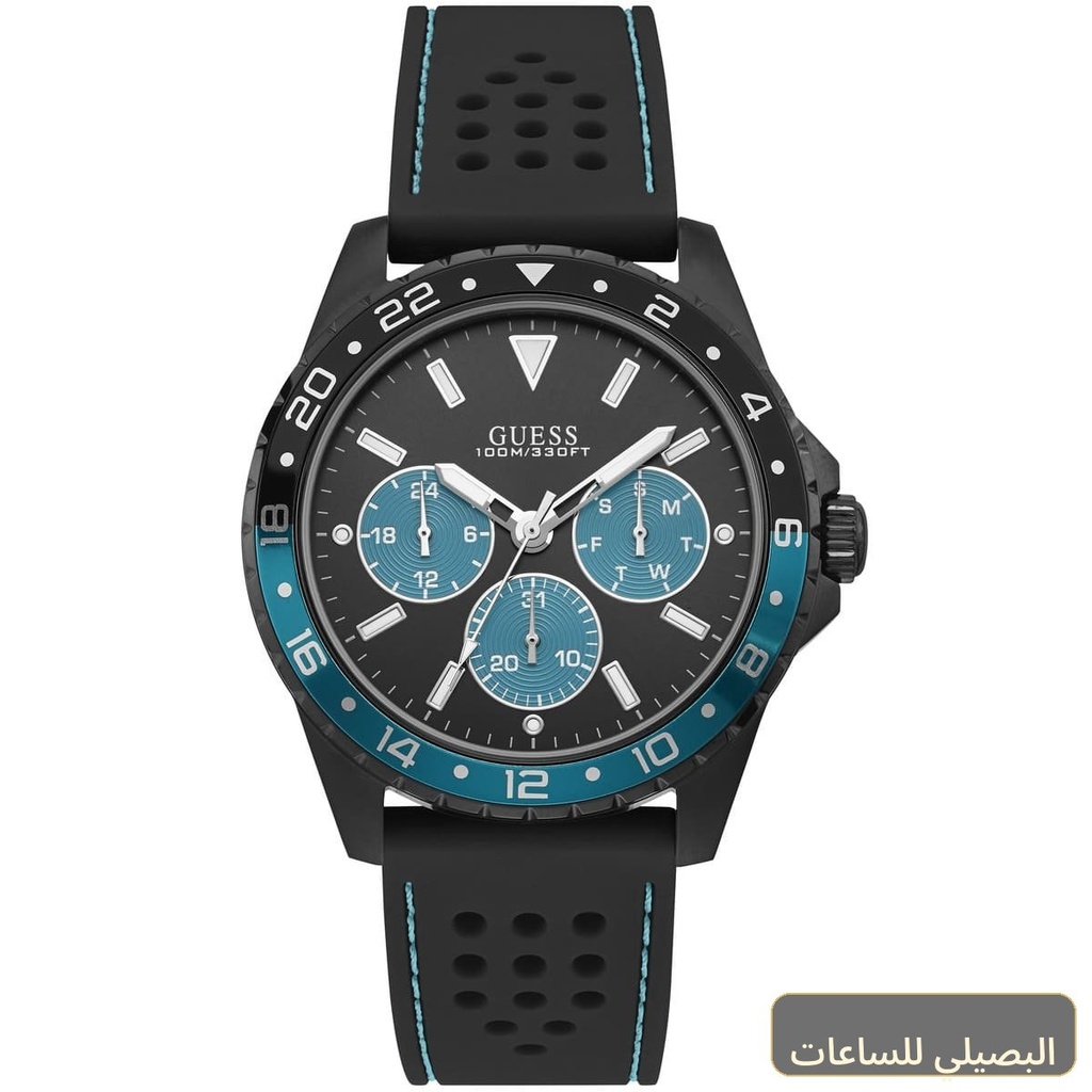 ساعة جيس أوديسي للرجال W1108G5 بسير مطاطي أسود ومينا أسود