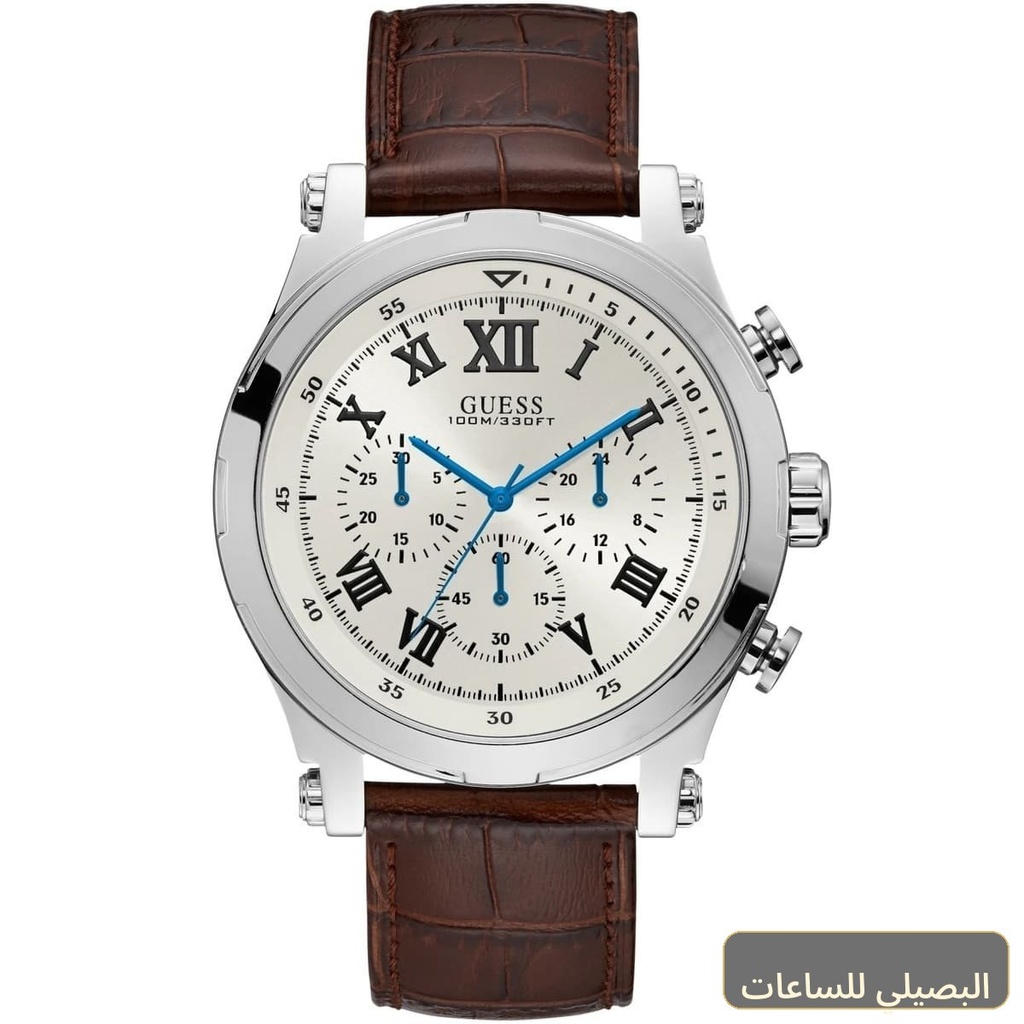 ساعة جيس أنكور للرجال W1105G3 بمينا أبيض وسير جلد بني