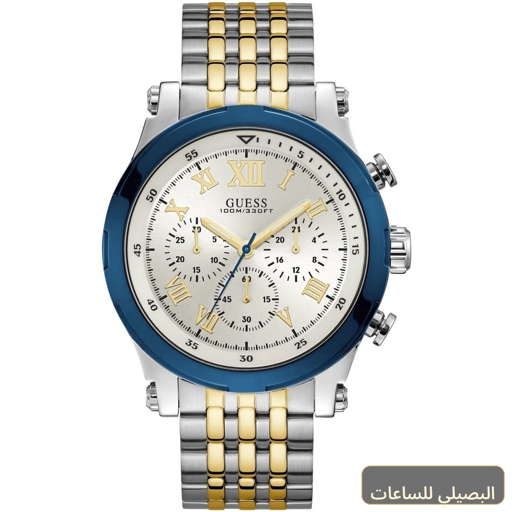 [W1104G1] ساعة جيس أنكور للرجال W1104G1 بميناء أبيض وسوار فضي وذهبي