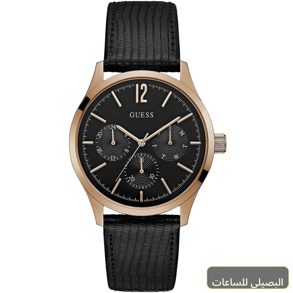 [W1041G3] ساعة جيس ريجنت للرجال W1041G3 بسير جلد أسود ومينا أسود