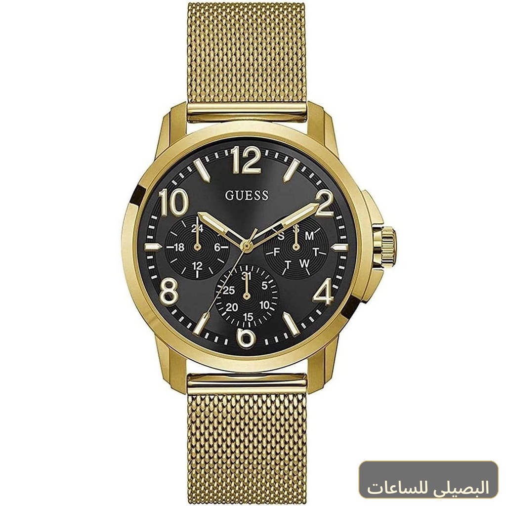 ساعة جيس فوياج للرجال W1040G3 بمينا أسود وسوار ذهبي من المعدن