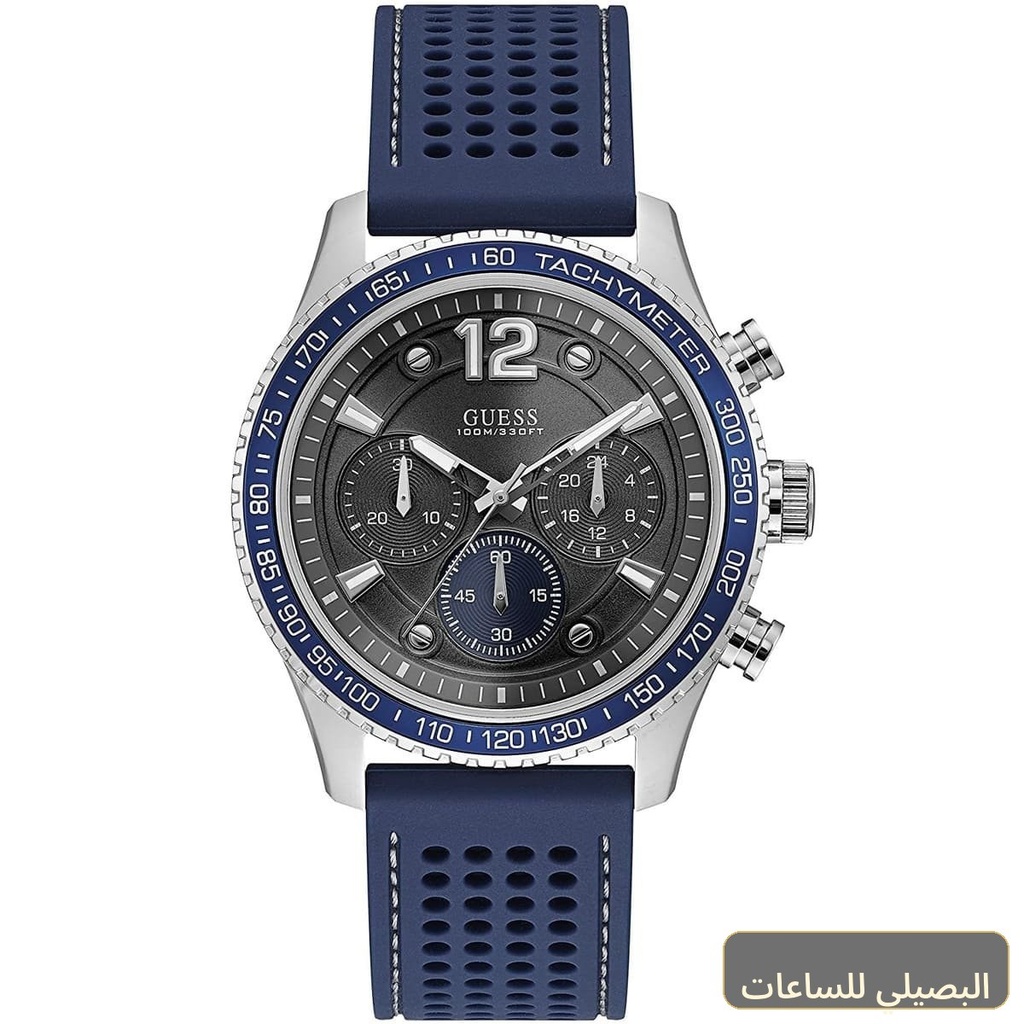 ساعة جيس فليت للرجال W0971G2 بمينا أسود وسير مطاطي أزرق