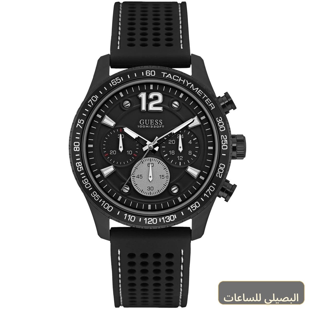 ساعة جيس فليت للرجال W0971G1 بسير مطاطي أسود ومينا أسود
