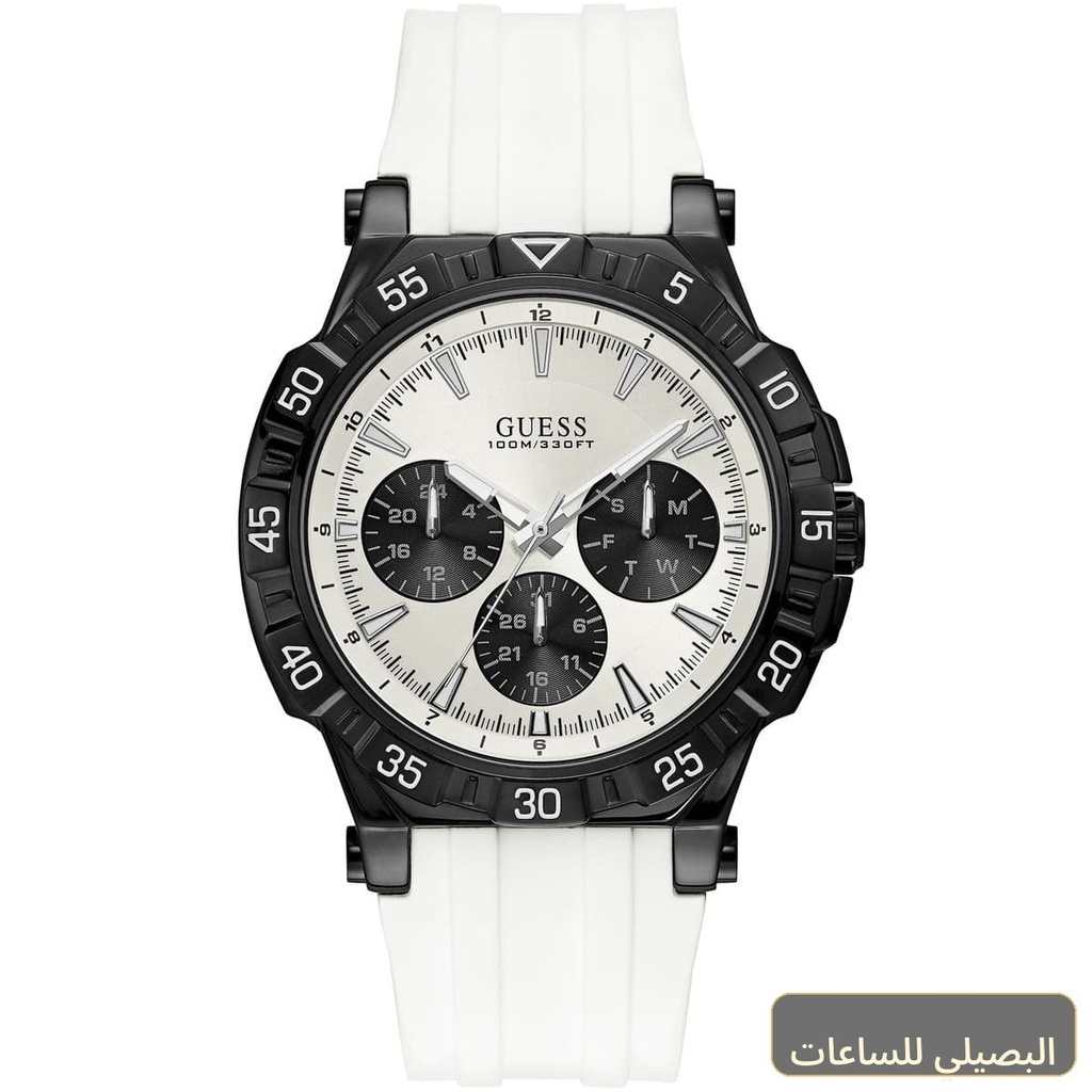 ساعة جيس إكسيك للرجال W0966G3 بمينا أبيض وسير مطاطي أبيض