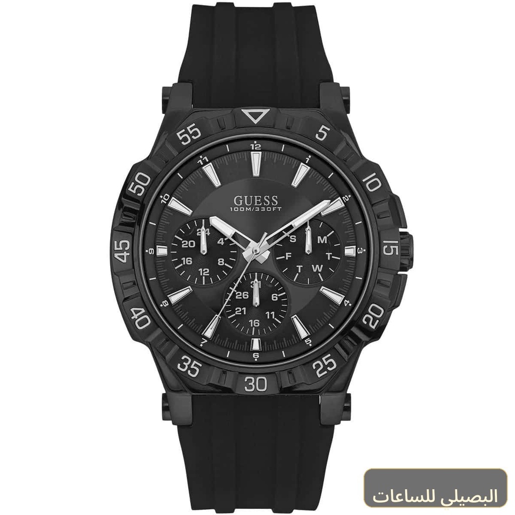 ساعة جيس إكسيك للرجال W0966G2 بسير مطاطي أسود ومينا أسود