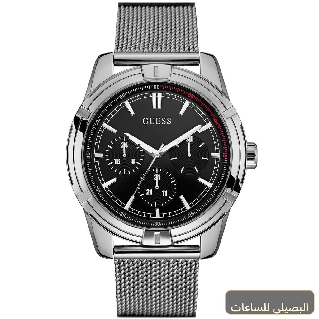 ساعة جيس للرجال W0965G1 بمينا أسود وسوار فضي من الستانلس ستيل