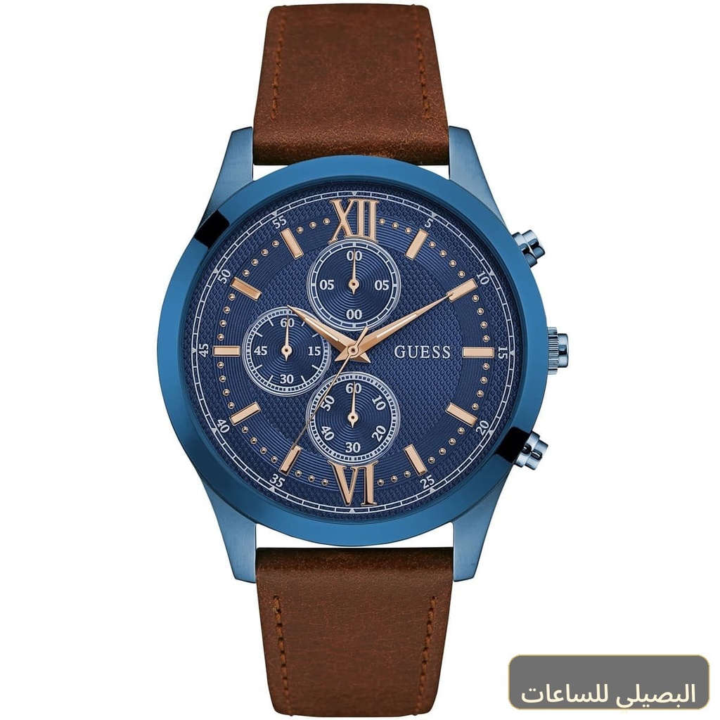 ساعة جيس هدسون للرجال W0876G3 بمينا أزرق وسير جلد بني