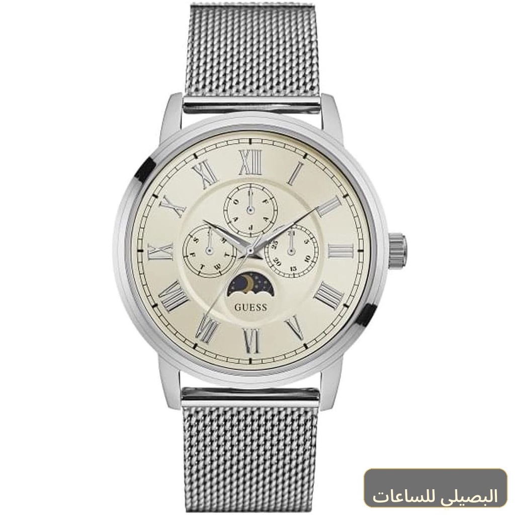 ساعة جيس ديلانسي للرجال W0871G4 بمينا أبيض وسوار فضي من الستانلس ستيل