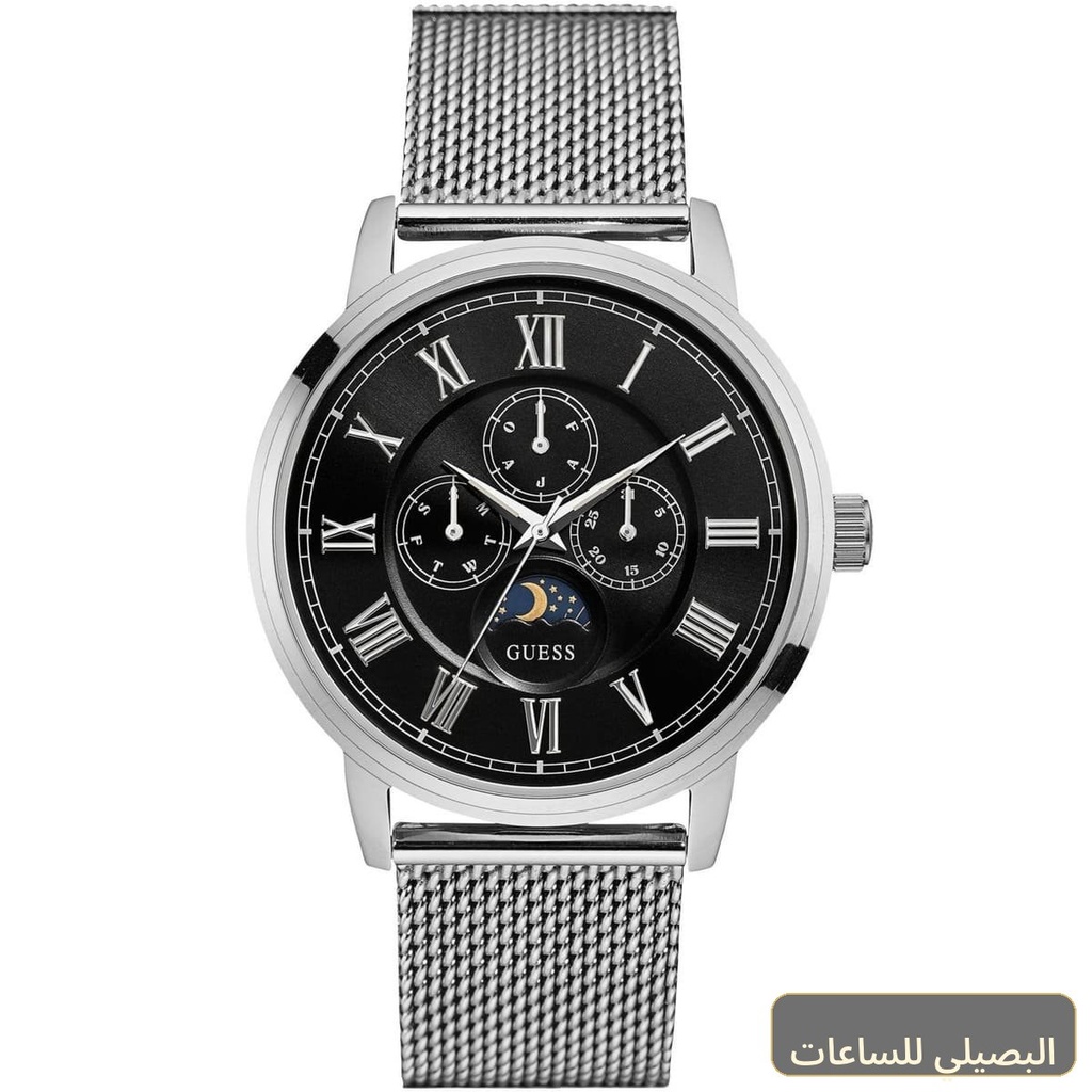 ساعة جيس ديلانسي للرجال W0871G1 بمينا أسود وسوار فضي من الستانلس ستيل