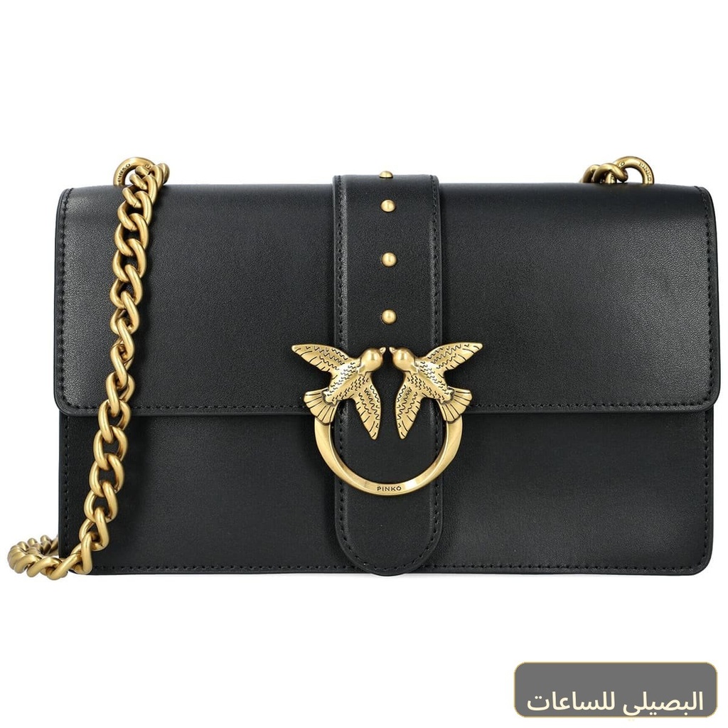 حقيبة كتف نسائية من بينكو باللون الأسود جلد فاخر