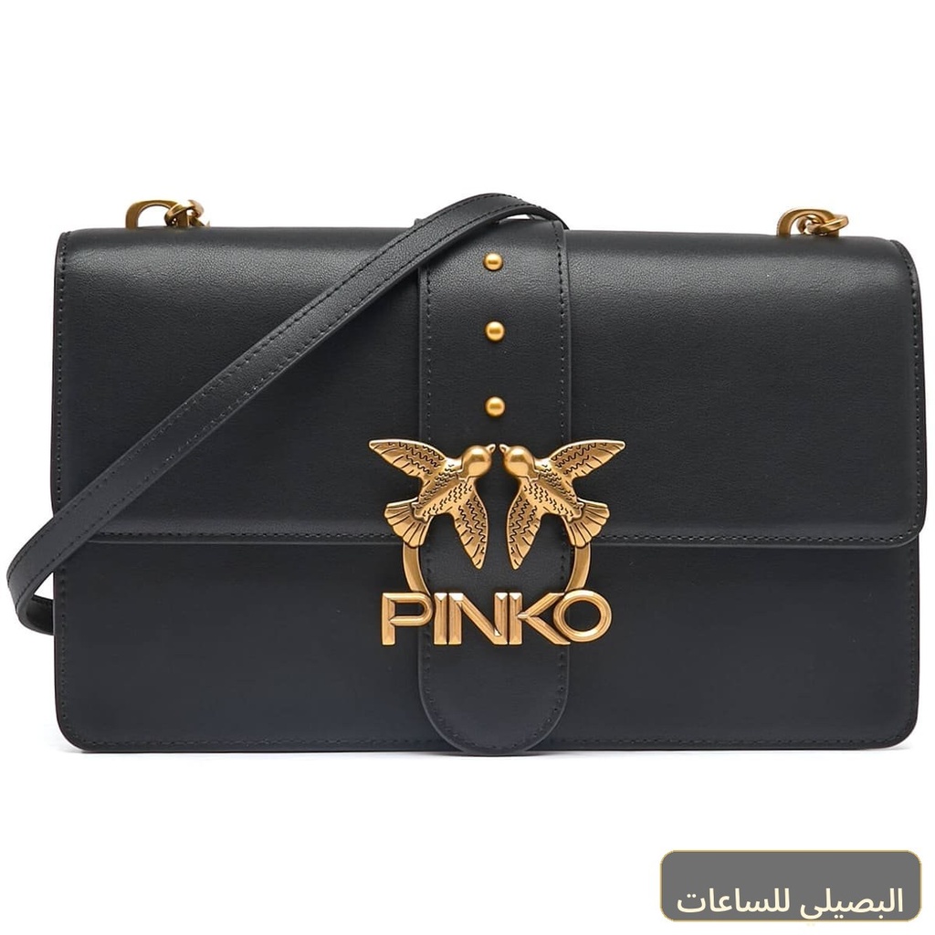 حقيبة كتف وكروس بودي نسائية سوداء من بينكو جلد طبيعي
