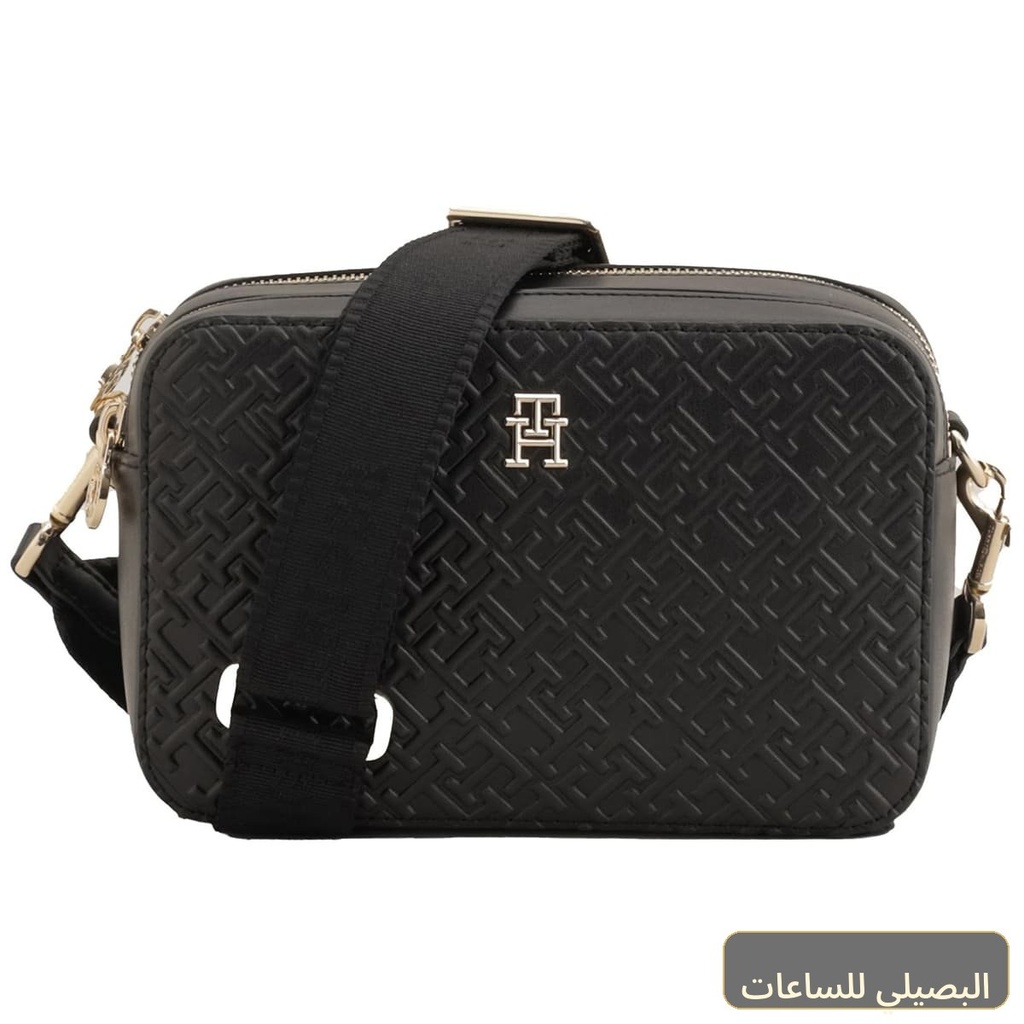[Z4032] حقيبة كروس بودي نسائية من تومي هيلفيغر باللون الأسود جلد