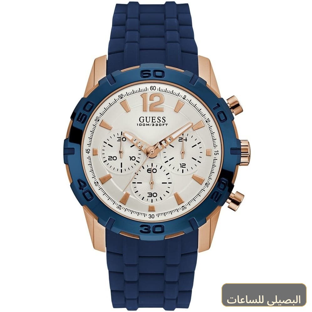 ساعة جيس كاليبر للرجال W0864G5 بسير مطاطي أزرق ومينا أبيض