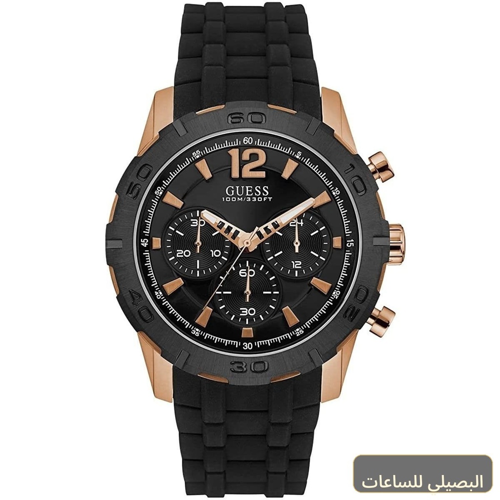 ساعة جيس كاليبر للرجال W0864G2 بسير مطاطي أسود ومينا أسود