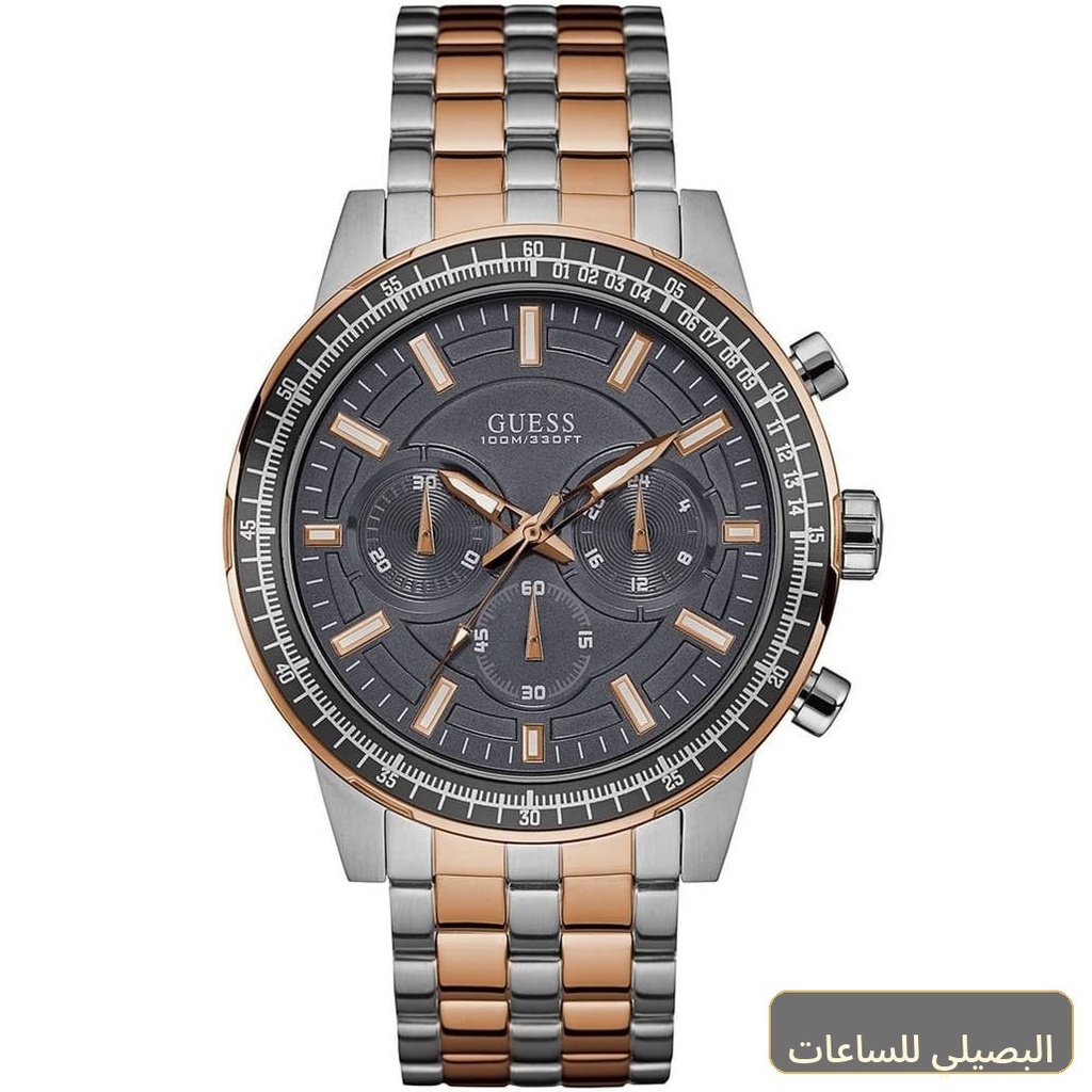 [w0801g2] ساعة جيس فيول للرجال W0801G2 بسوار فضي ونحاسي ومينا رمادي