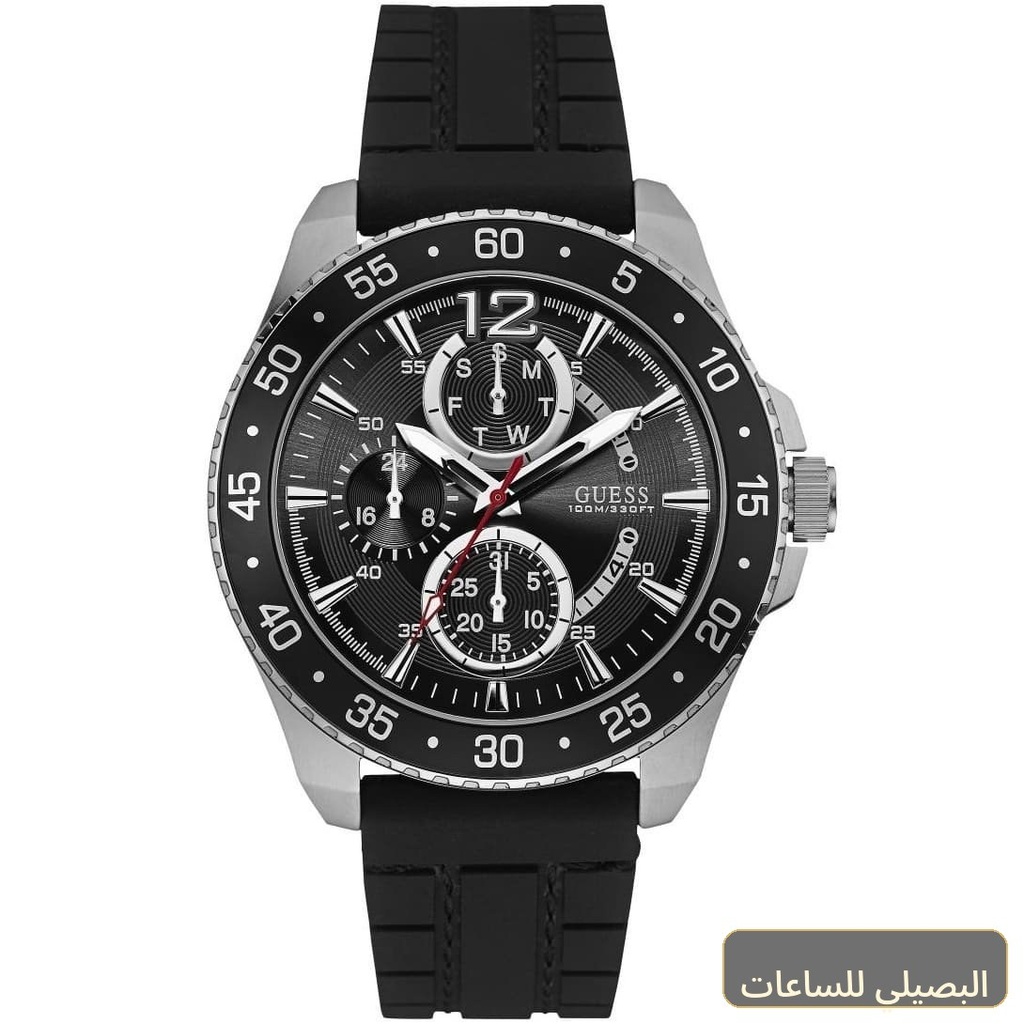ساعة جيس جيت للرجال W0798G1 بسير مطاطي أسود ومينا أسود