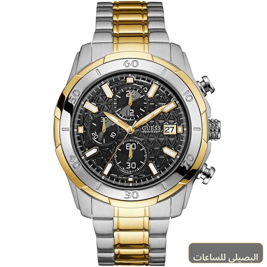 [W0746G3] ساعة جيس فولت للرجال W0746G3 بمينا أسود وسوار فضي وذهبي