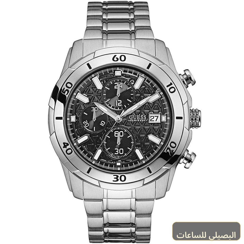 ساعة جيس فولت للرجال W0746G2 بميناء أسود وسوار فضي من الستانلس ستيل