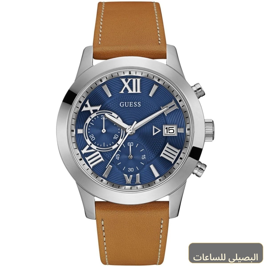 [W0669G3] ساعة جيس أطلس للرجال W0669G3 بمينا أزرق وسير جلد بني