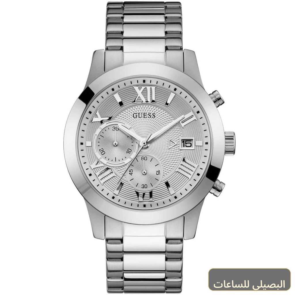 [W0668G7] ساعة جيس أطلس للرجال W0668G7 بميناء فضي وسوار ستانلس ستيل فضي