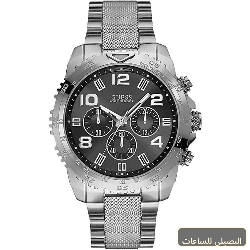 ساعة جيس فيلوسيتي للرجال W0598G2 بميناء أسود وسوار فضي