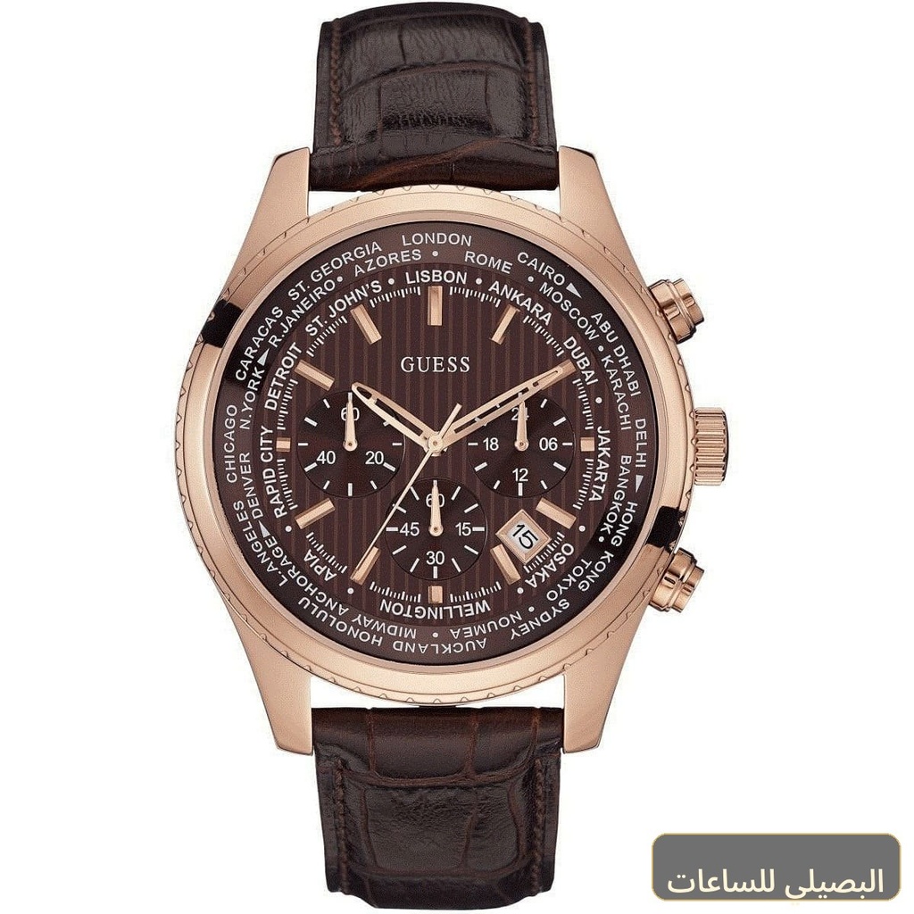 [W0500G3] ساعة جيس برسيوت للرجال W0500G3 بمينا بني وسير جلد بني