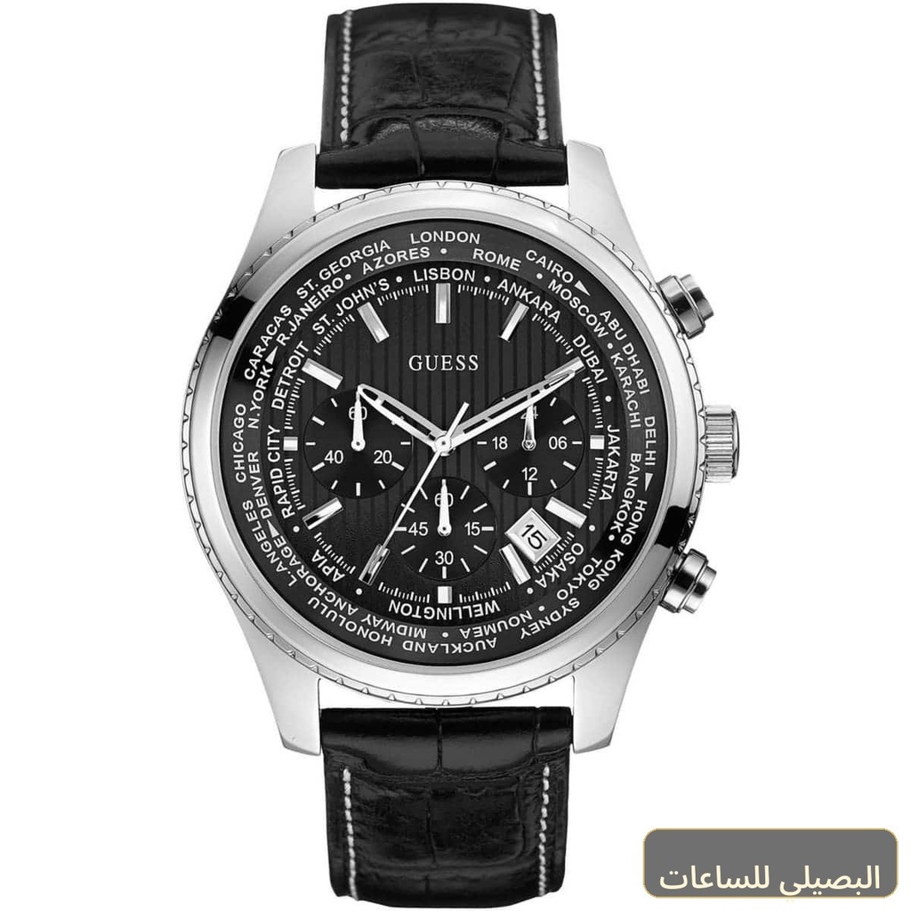 ساعة جيس برسيوت للرجال W0500G2 بسير جلد أسود ومينا أسود