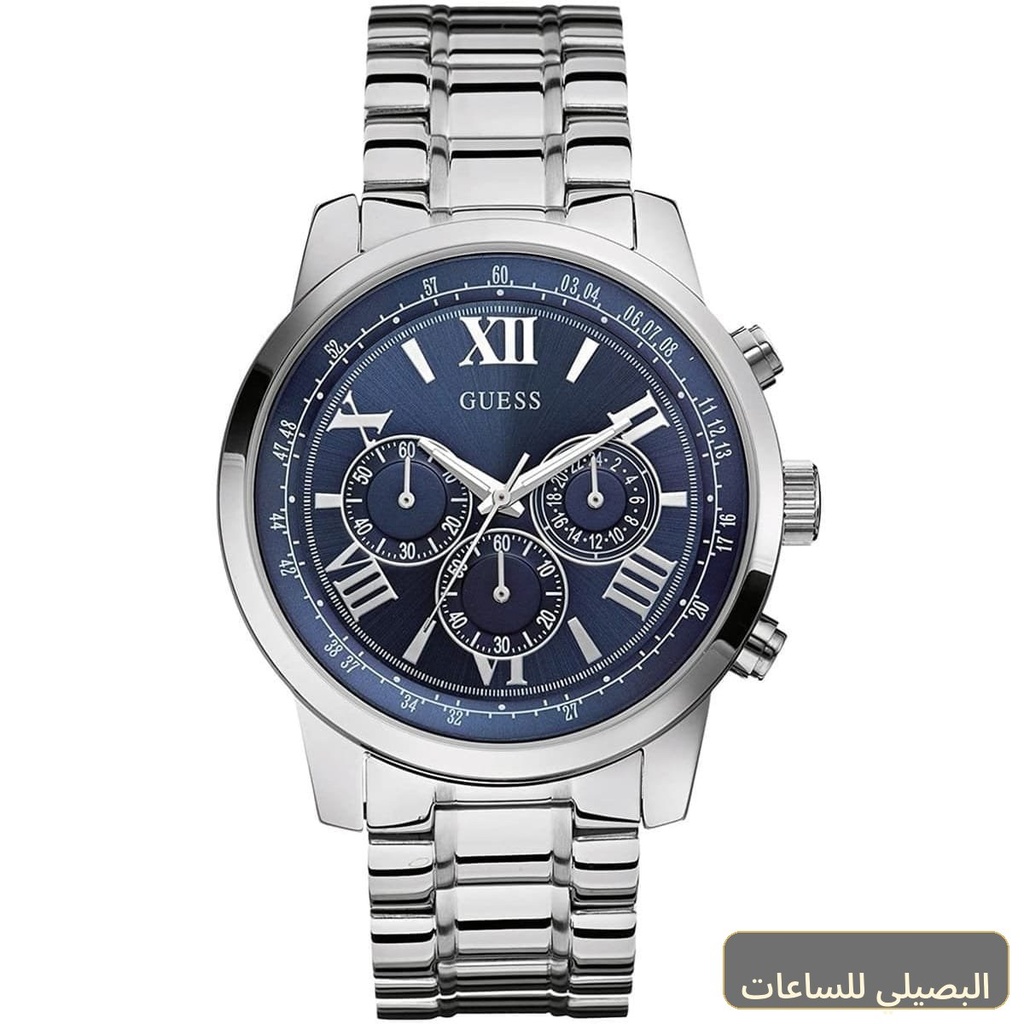 ساعة جيس هورايزون للرجال W0379G3 بميناء أزرق وسوار فضي ستانلس ستيل