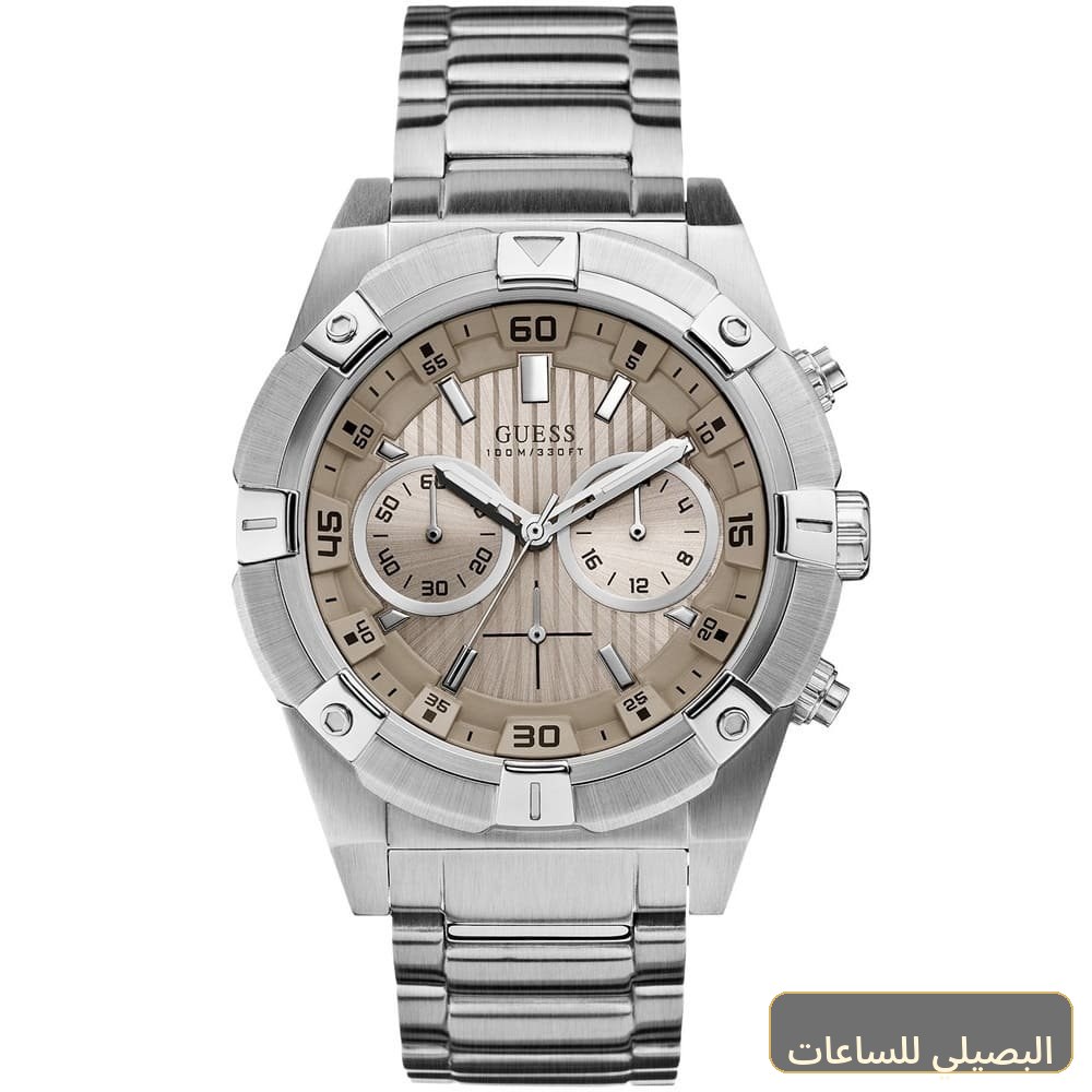 ساعة جيس جولت للرجال W0377G1 بميناء بيج وسوار فضي من الستانلس ستيل