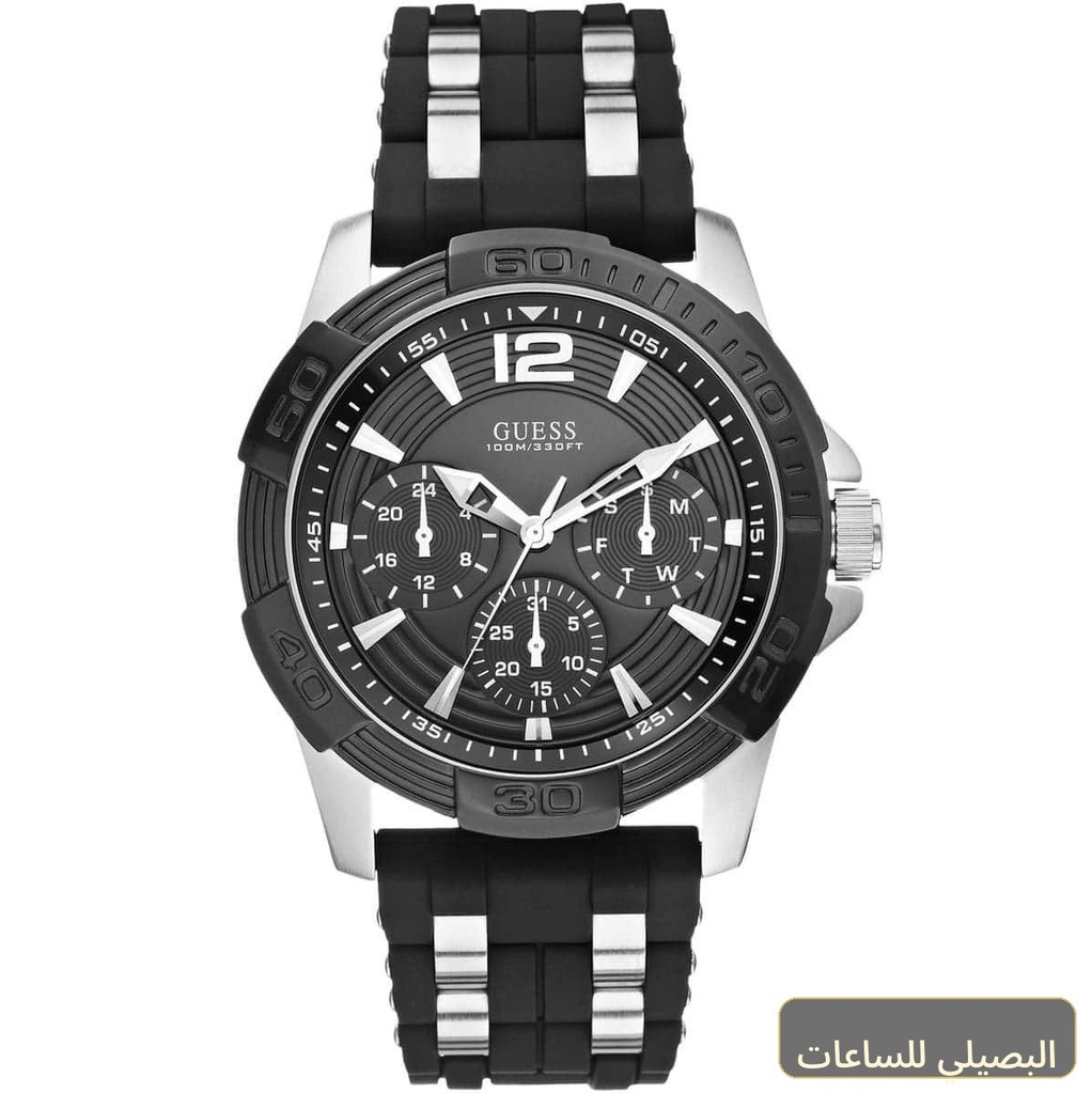 ساعة جيس اوسيس للرجال W0366G1 بسير مطاط أسود ومينا أسود