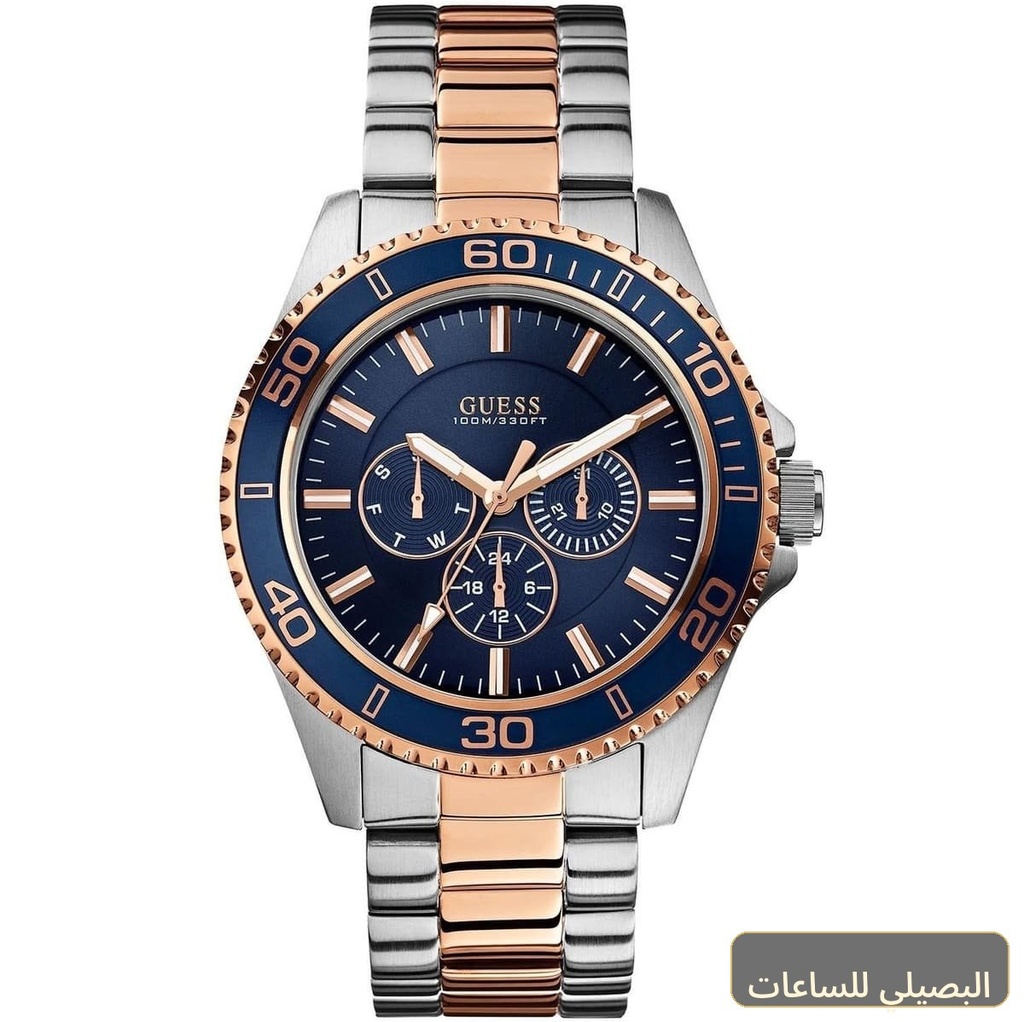 ساعة جيس تشيسر للرجال W0172G3 بمينا أزرق وسوار ستانلس ستيل فضي ونحاسي