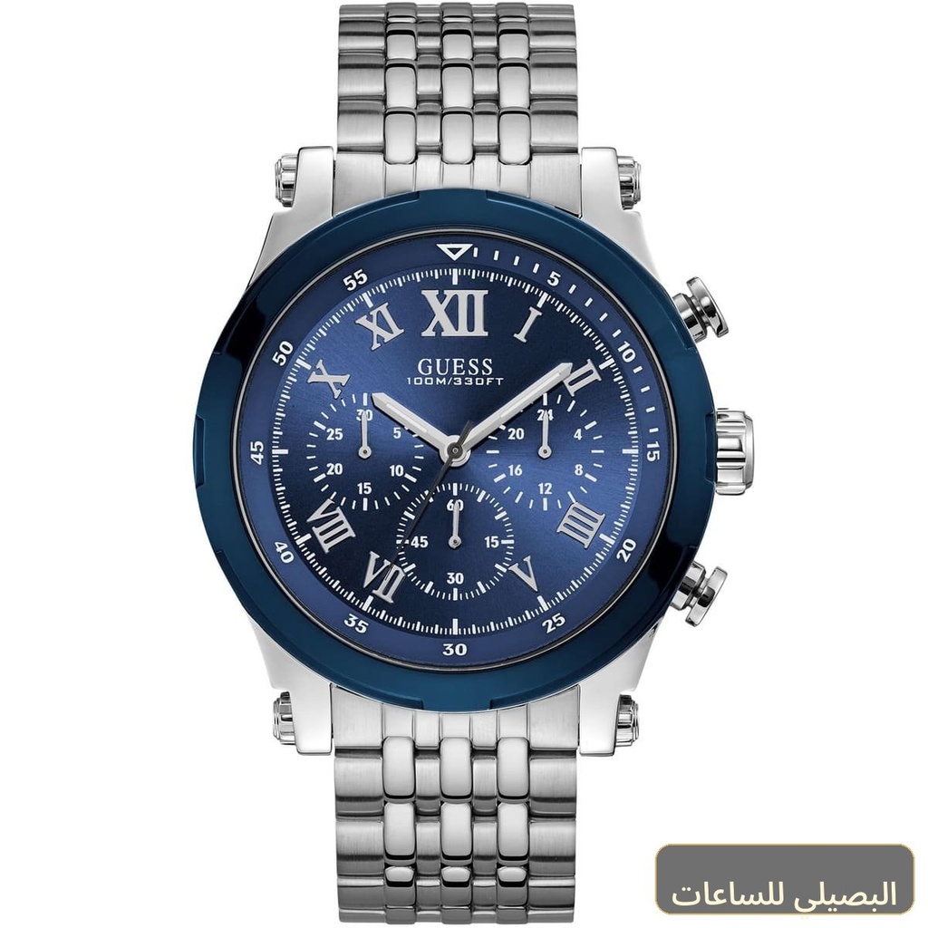 ساعة جيس أنكور للرجال U1104G3 بمينا أزرق وسوار فضي