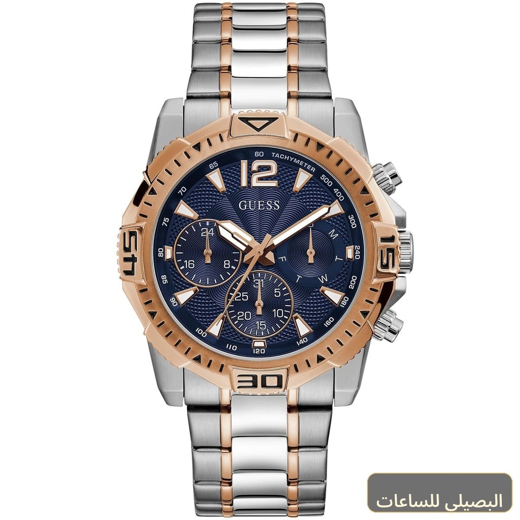 ساعة جيس كوماندر للرجال GW0056G5 بمينا أزرق وسوار فضي ونحاسي