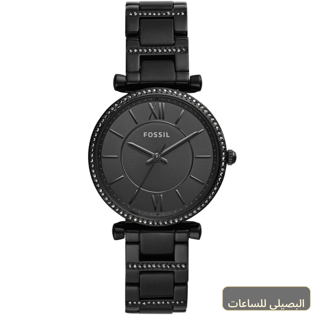 [ES4488] ساعة فوسيل كارلي للنساء ES4488 بسوار ستانلس ستيل أسود