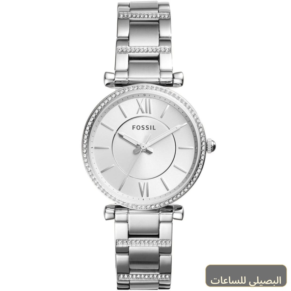 [ES4341] ساعة فوسيل كارلي للنساء ES4341 بسوار ستانلس ستيل فضي