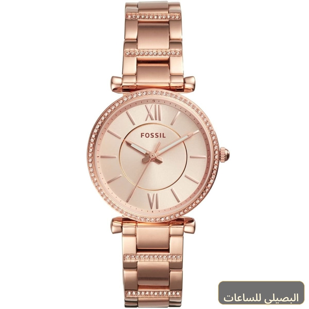 ساعة فوسيل كارلي للنساء ES4301 بلون نحاسي وسوار معدني