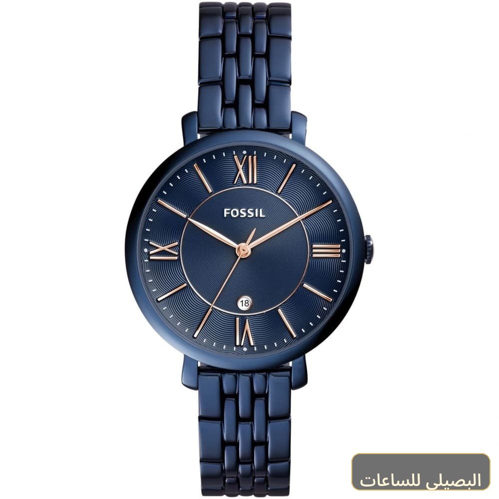 [es4094] ساعة فوسيل جاكلين ES4094 للنساء بسوار معدني ولون أزرق