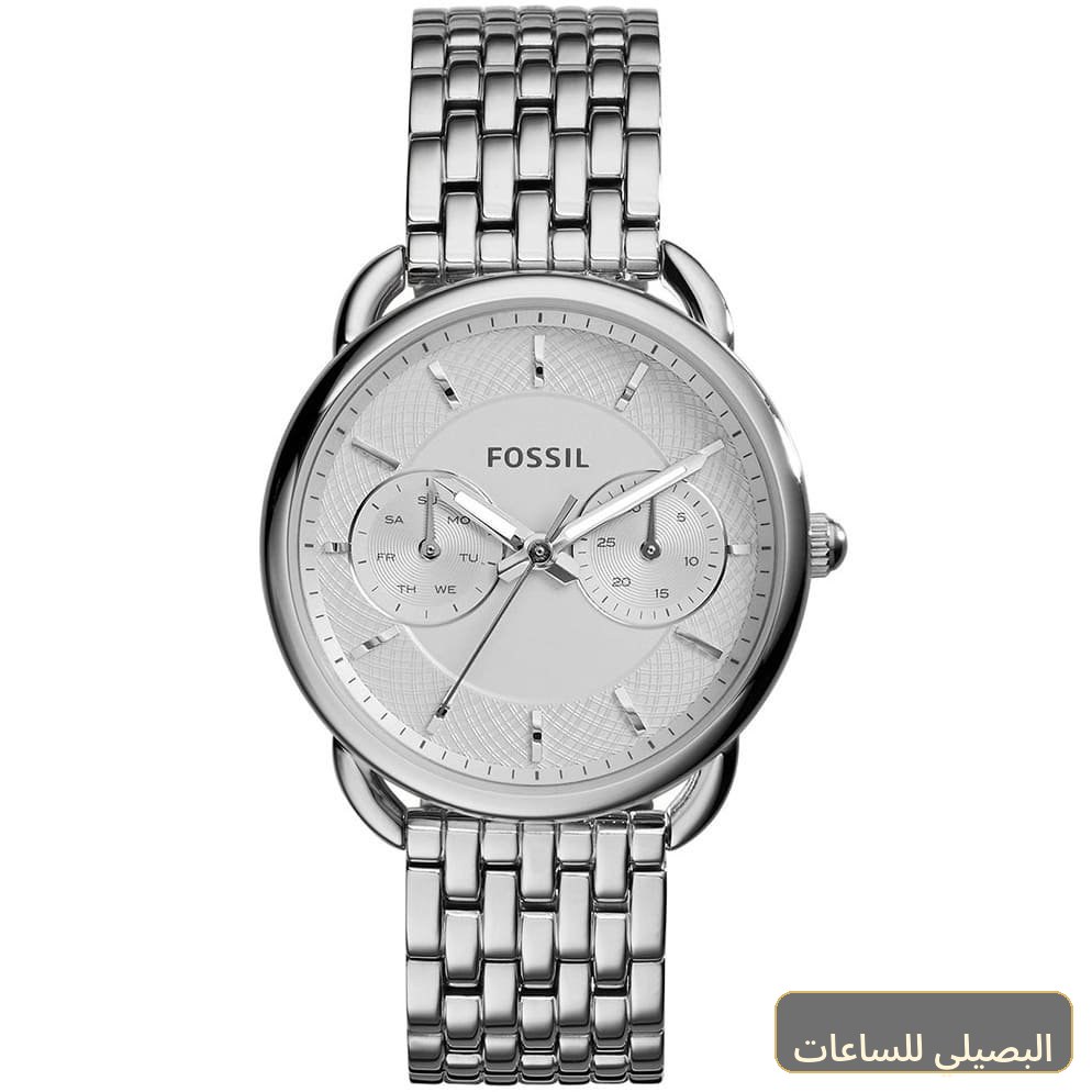 [es3712] ساعة فوسيل تايلر ES3712 للنساء بسوار فضي ومينا أبيض