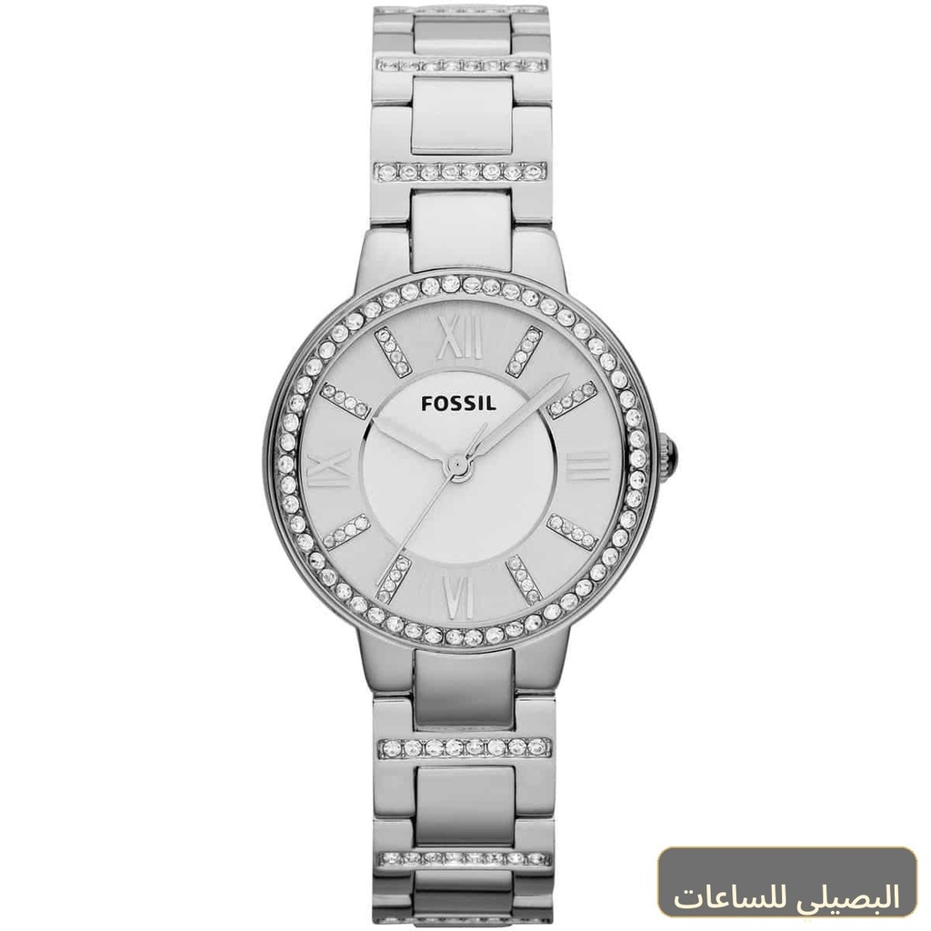 [es3282] ساعة فوسيل فرجينيا للنساء ES3282 بسوار ستانلس ستيل فضي