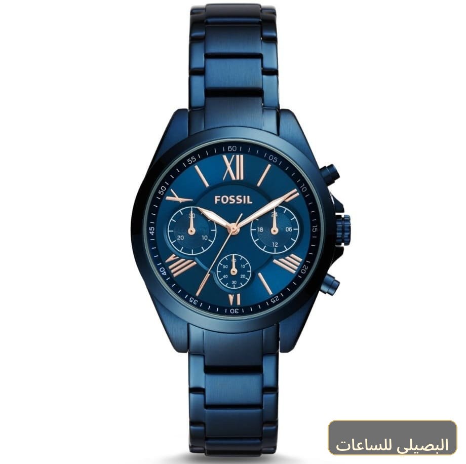 [bq3303] ساعة فوسيل مودرن كورير BQ3303 للنساء بلون أزرق وسوار ستانلس ستيل