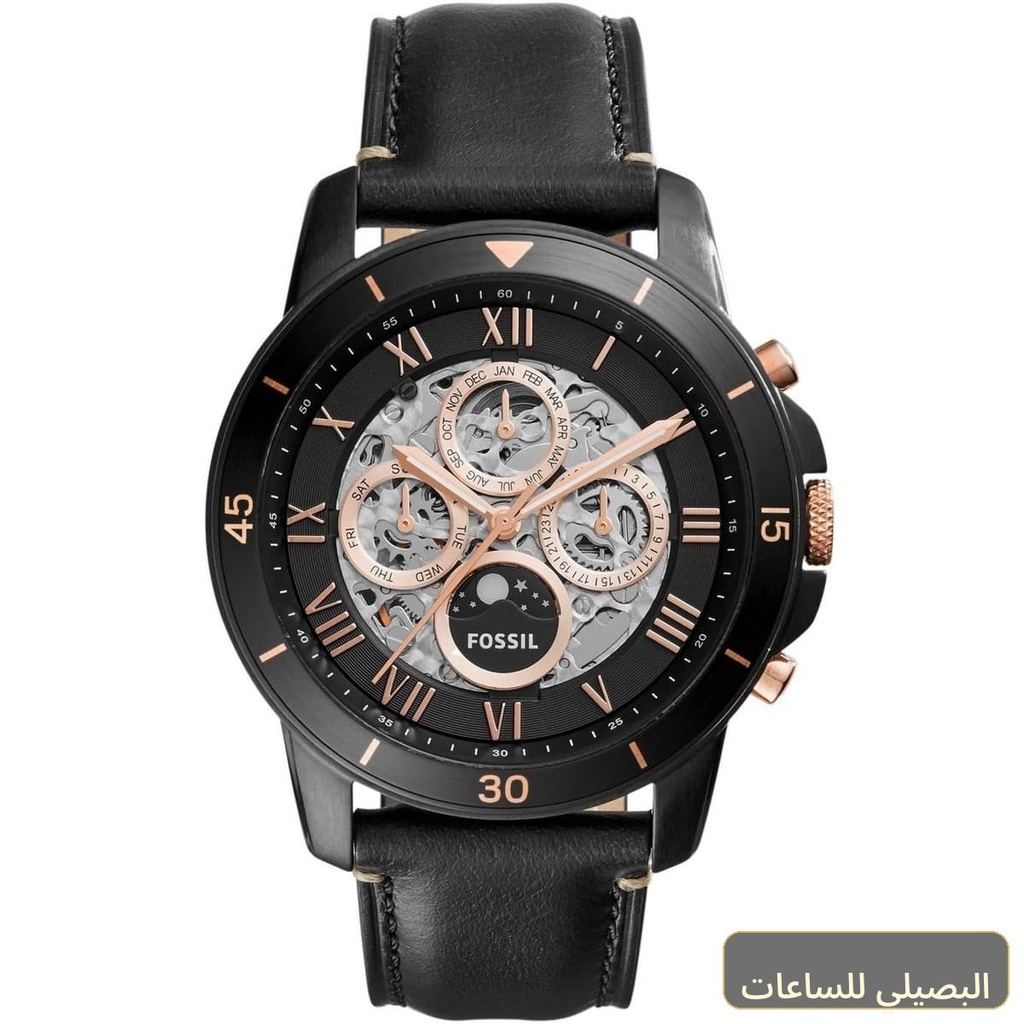 [me3138] ساعة فوسيل جرانت سبورت رجالي أوتوماتيك سير جلد أسود ME3138