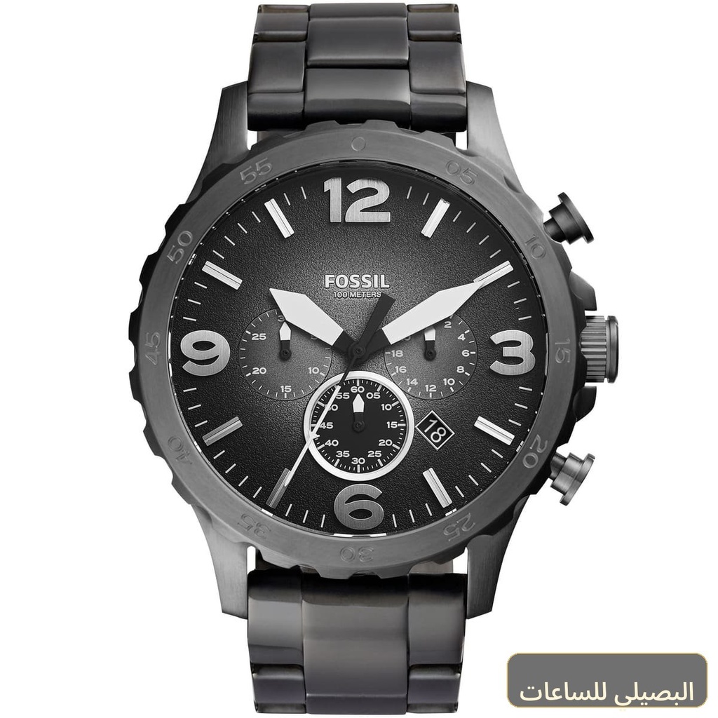 [JR1437] ساعة فوسيل نايت رجالي رمادي بسوار ستانلس ستيل موديل JR1437