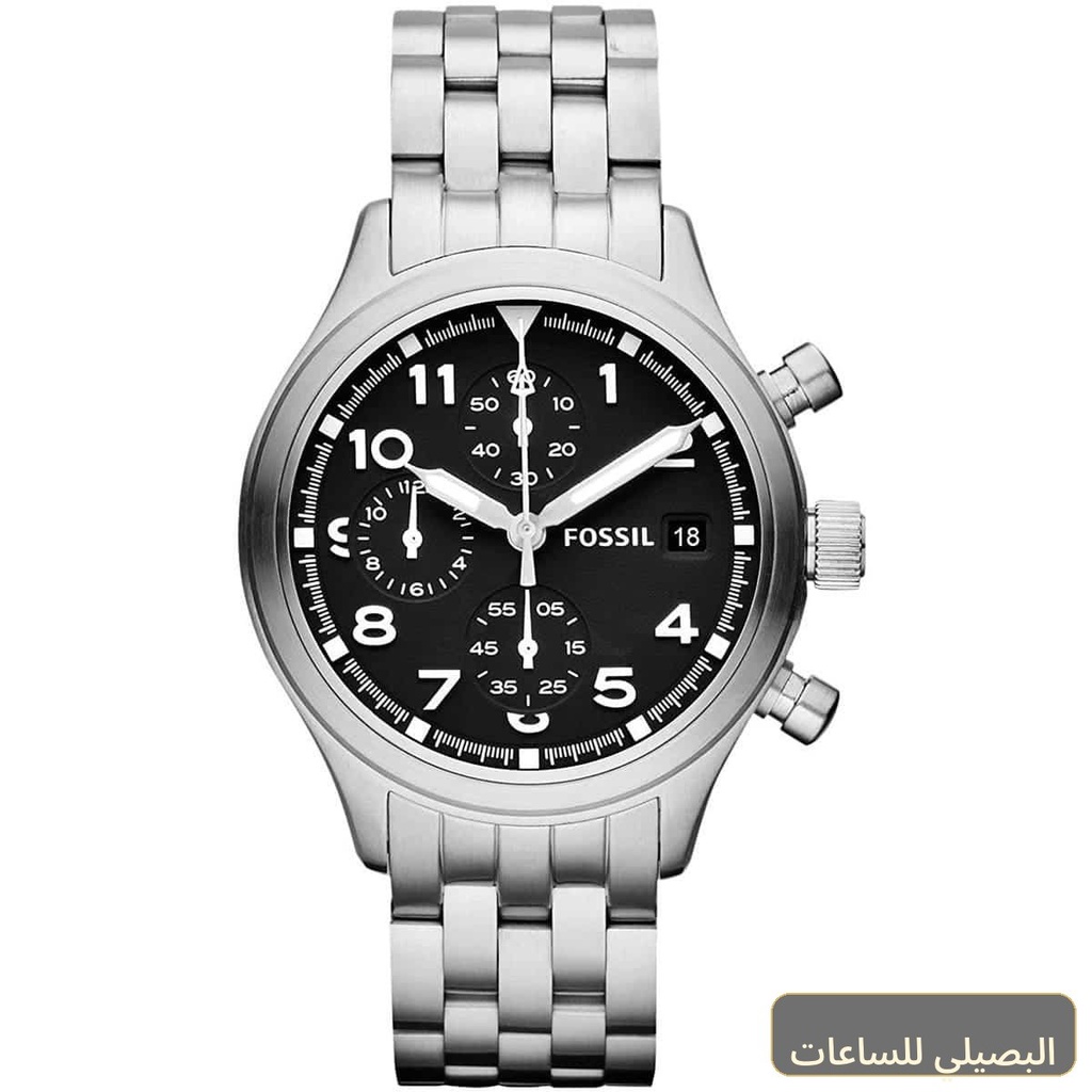 [jr1429] ساعة فوسيل كومباس رجالي ستانلس ستيل بمينا أسود JR1429