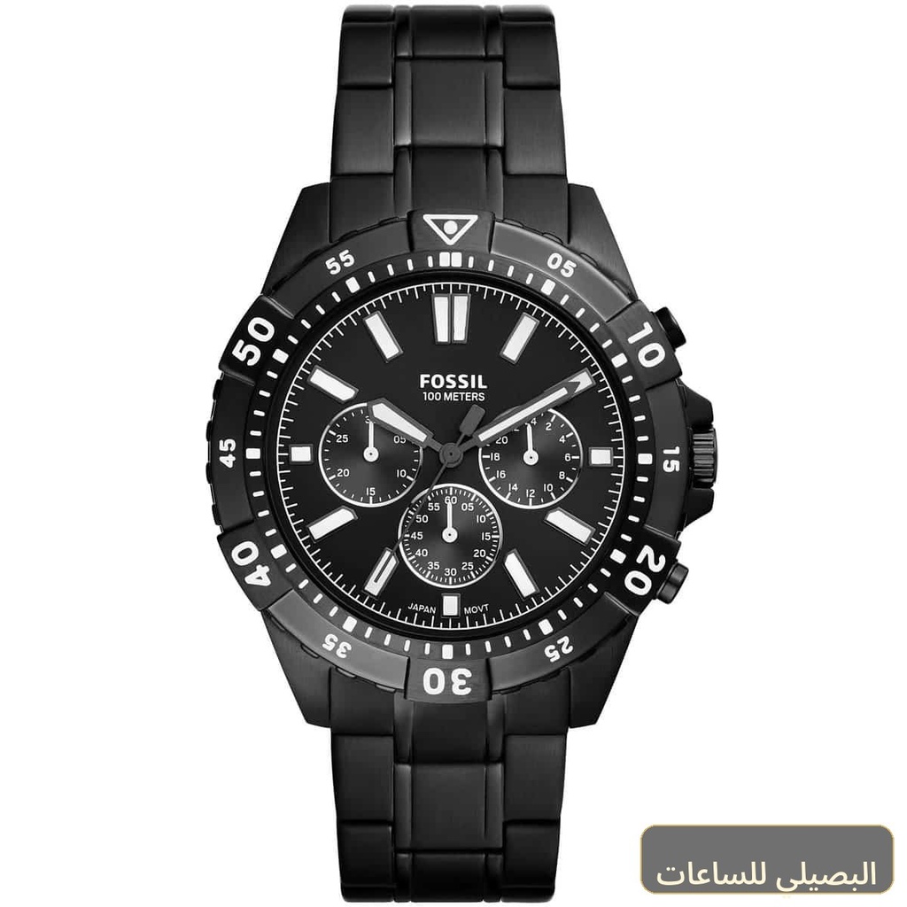 ساعة فوسيل جاريت رجالي ستانلس ستيل بالكامل باللون الأسود