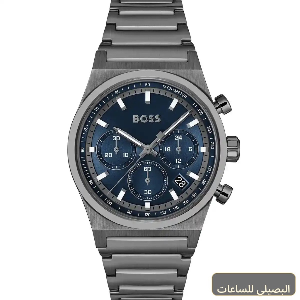 [1514223] ساعة هوجو بوس كوندور رجالي بسوار معدني رمادي ومينا كحلي 1514223