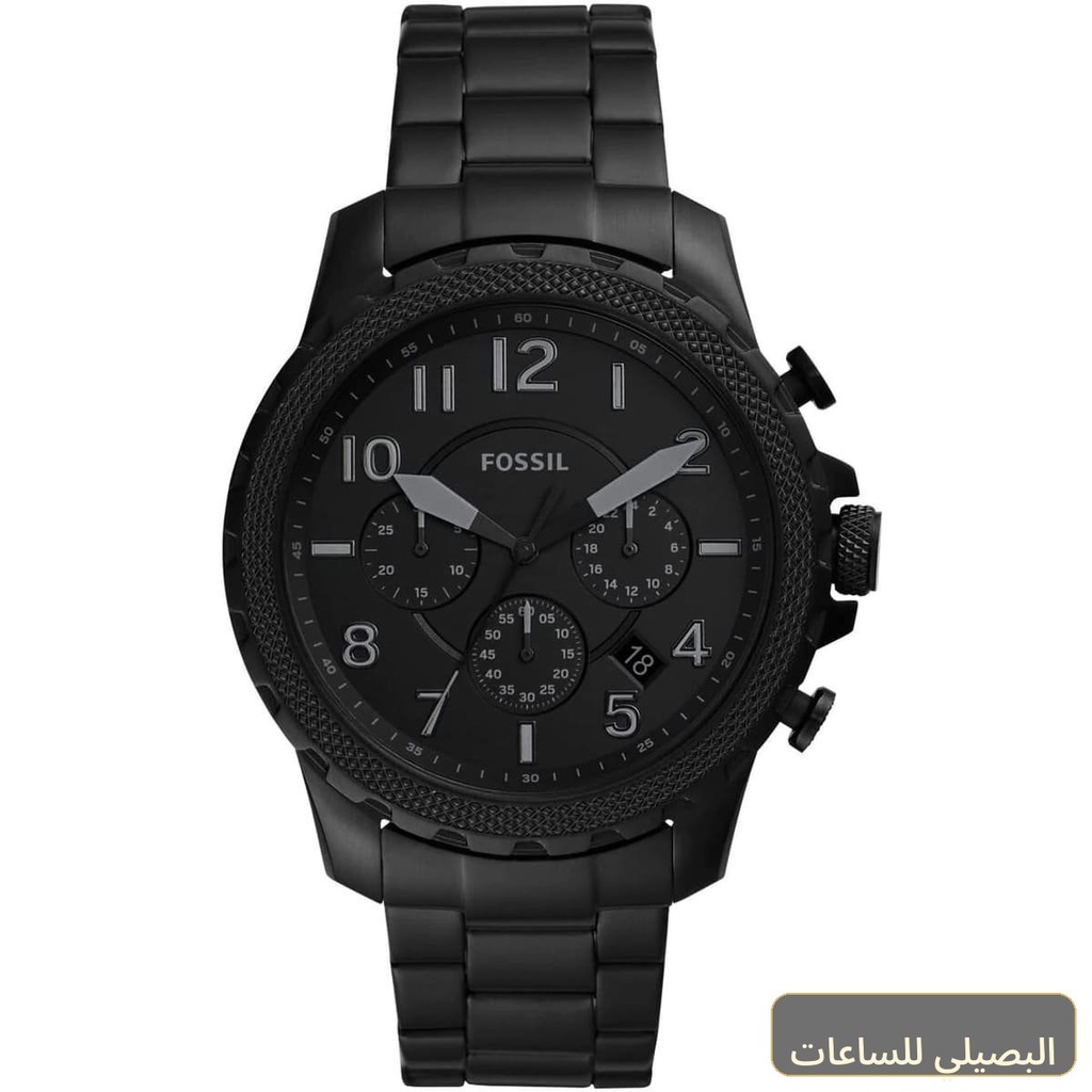 ساعة فوسيل بومن رجالي سوداء بسوار ستانلس ستيل