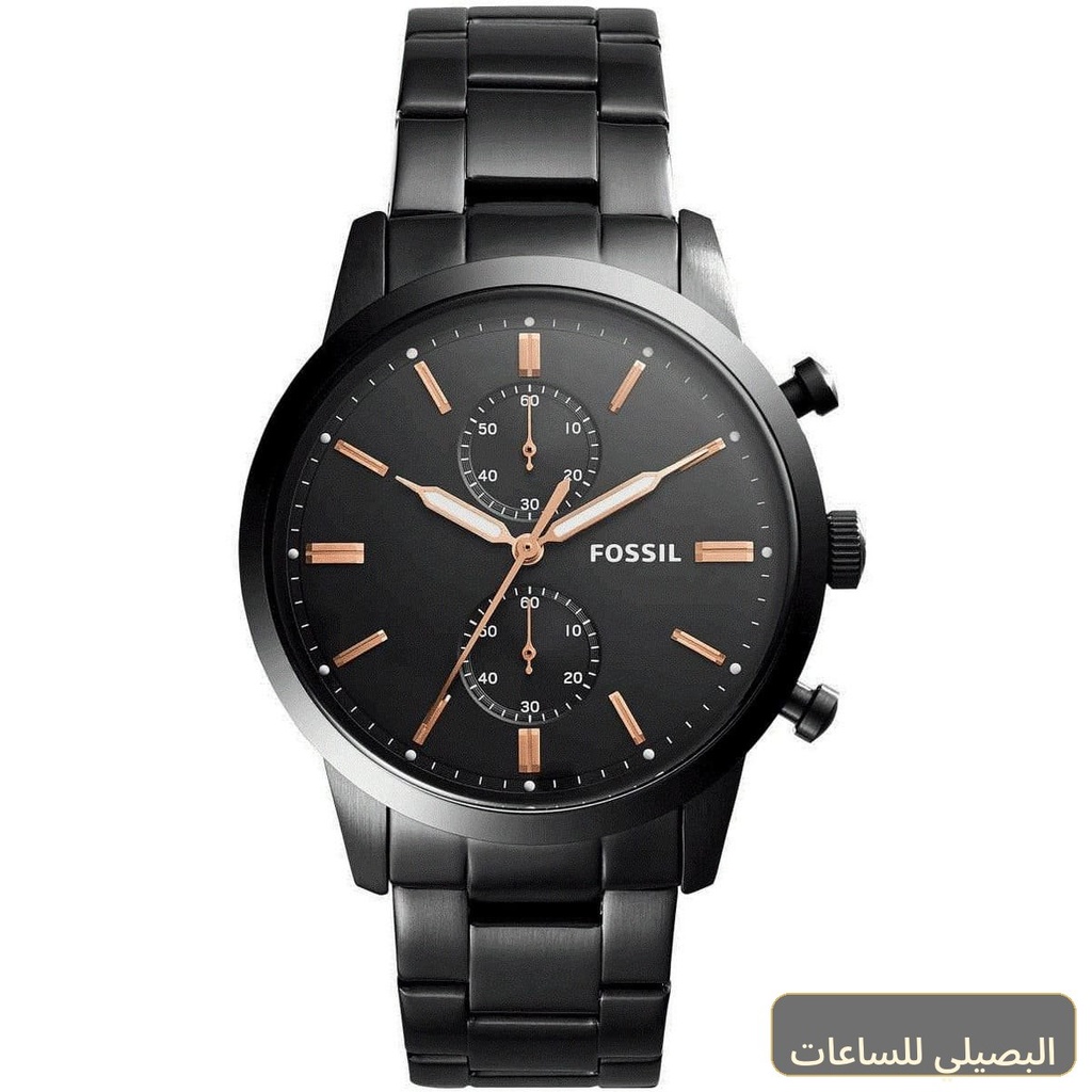 [fs5379] ساعة فوسيل تاونز مان رجالي ستانلس ستيل سوداء بالكامل