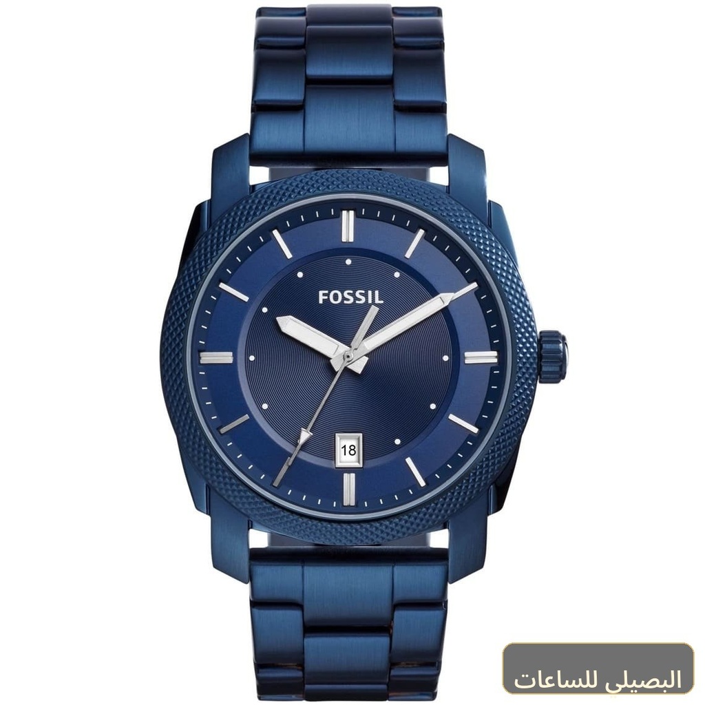 ساعة فوسيل ماشين رجالي بمينا وسوار ستانلس ستيل أزرق FS5231